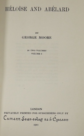 Moore, George - Héloise and Abelard. 2 vols. Limited Edition (of 1500 numbered sets, signed by the author). half titles; original quarter art vellum and paper boards, printed spine labels, fore and lower edges rough trim